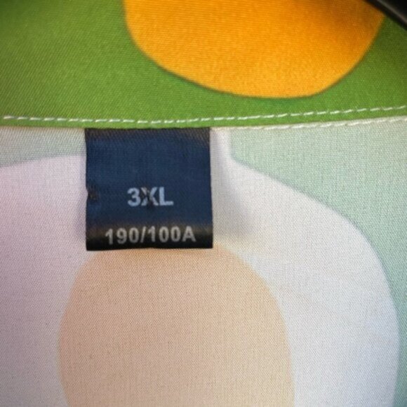 Green Retro Print Men's Hawaiian Style Shirt - Size 3XL - Picture 3 of 6